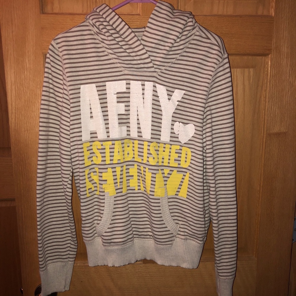 American Eagle Striped Pull-Over Hoodie